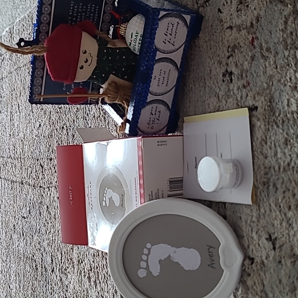 FINAL PRICE BUNDLE HALLMARK KEEPSAKE 2017, REALLY CUTE BOX WITH 2 ORNIMENTS - Picture 1 of 16